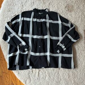 Ichi Antiquitès grid print gather blouse